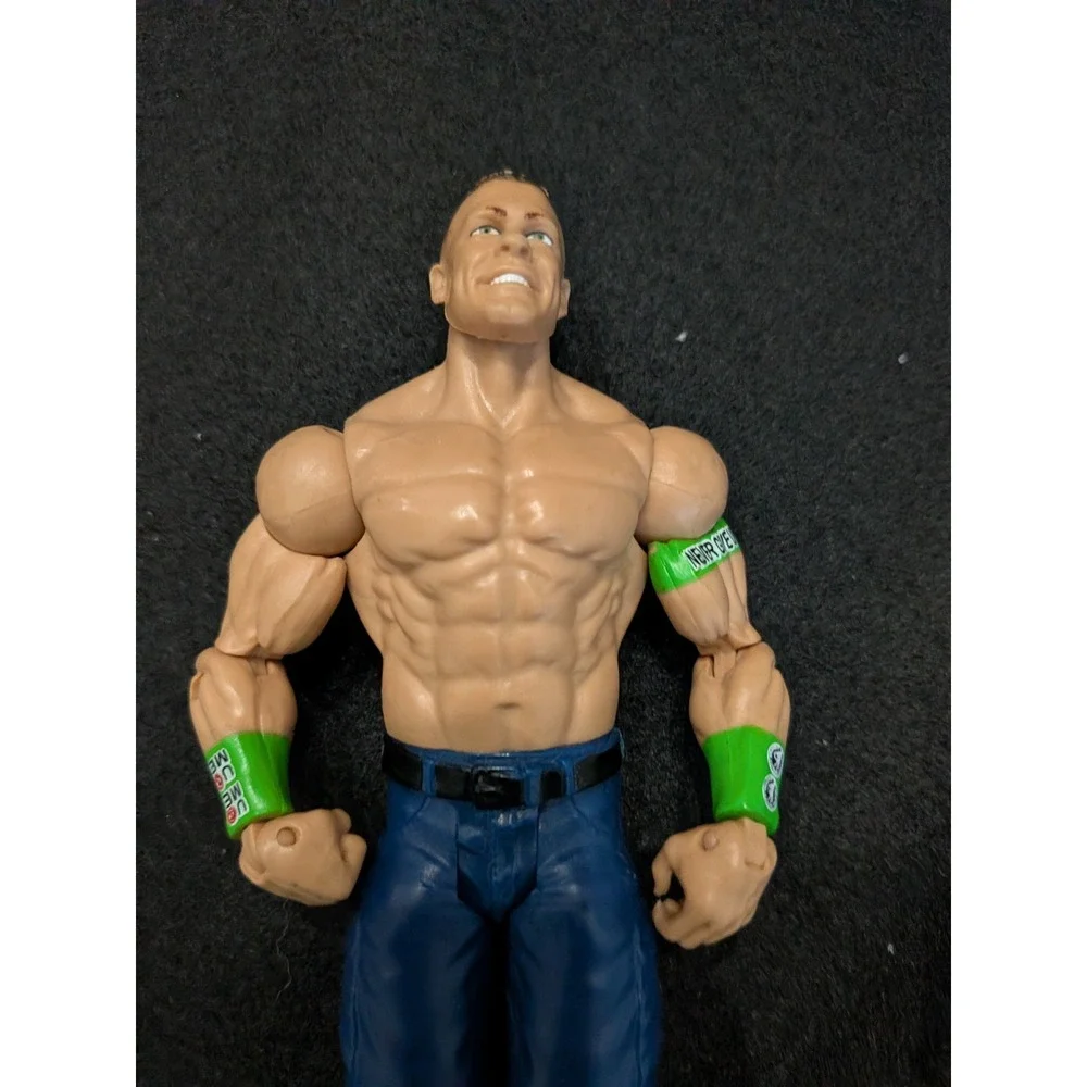 WWE Mattel John Cena Action Figure Blue Shorts Green Never Give Up Armbands